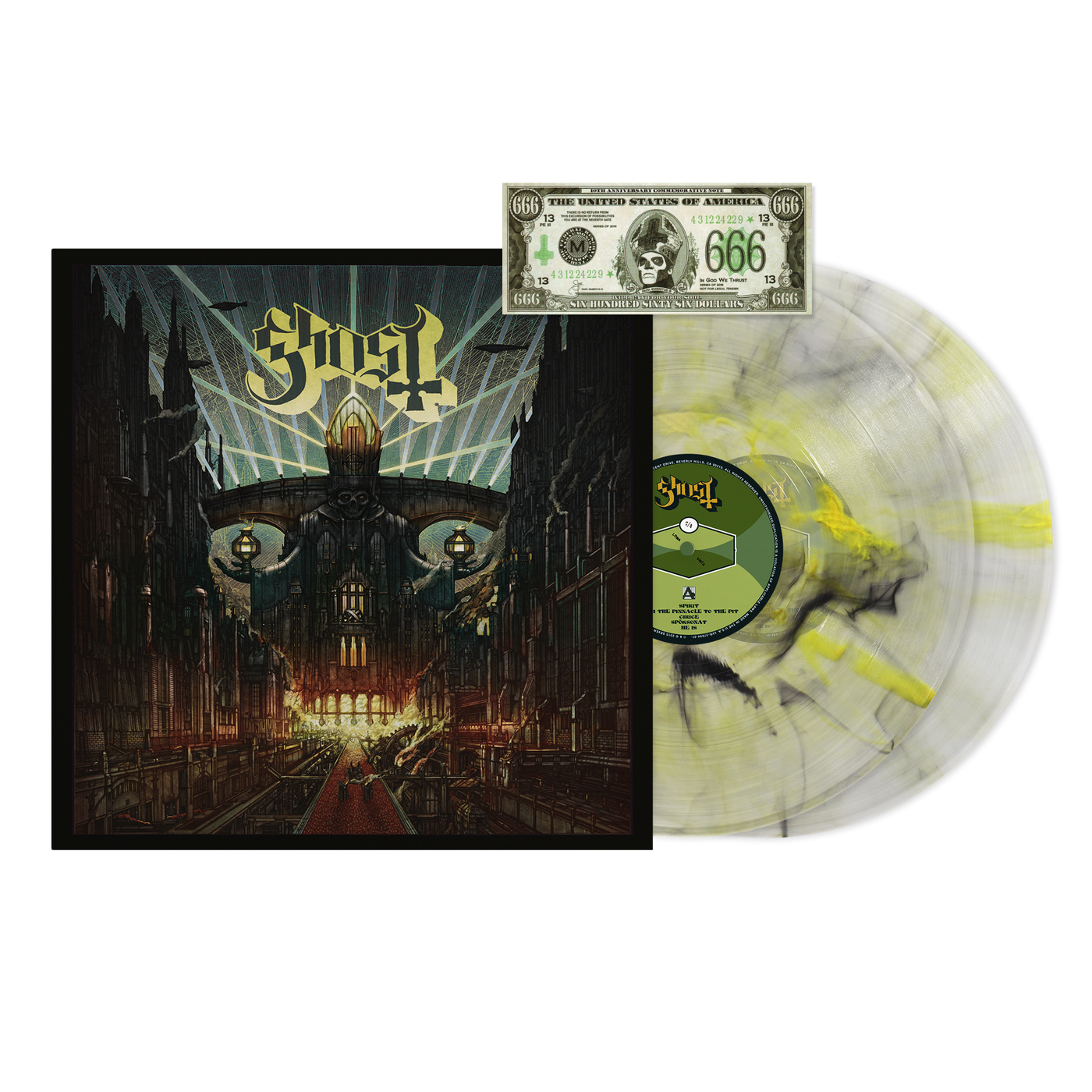 GHOST - Limited Edition Meliora Deluxe 10 Year Anniversary Vinyl "Spirit Yellow Black Smoke" 2LP