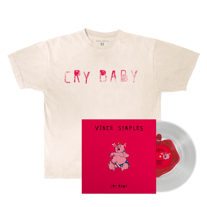 Cry Baby Cream T-Shirt w/ Bloodshot Colored LP