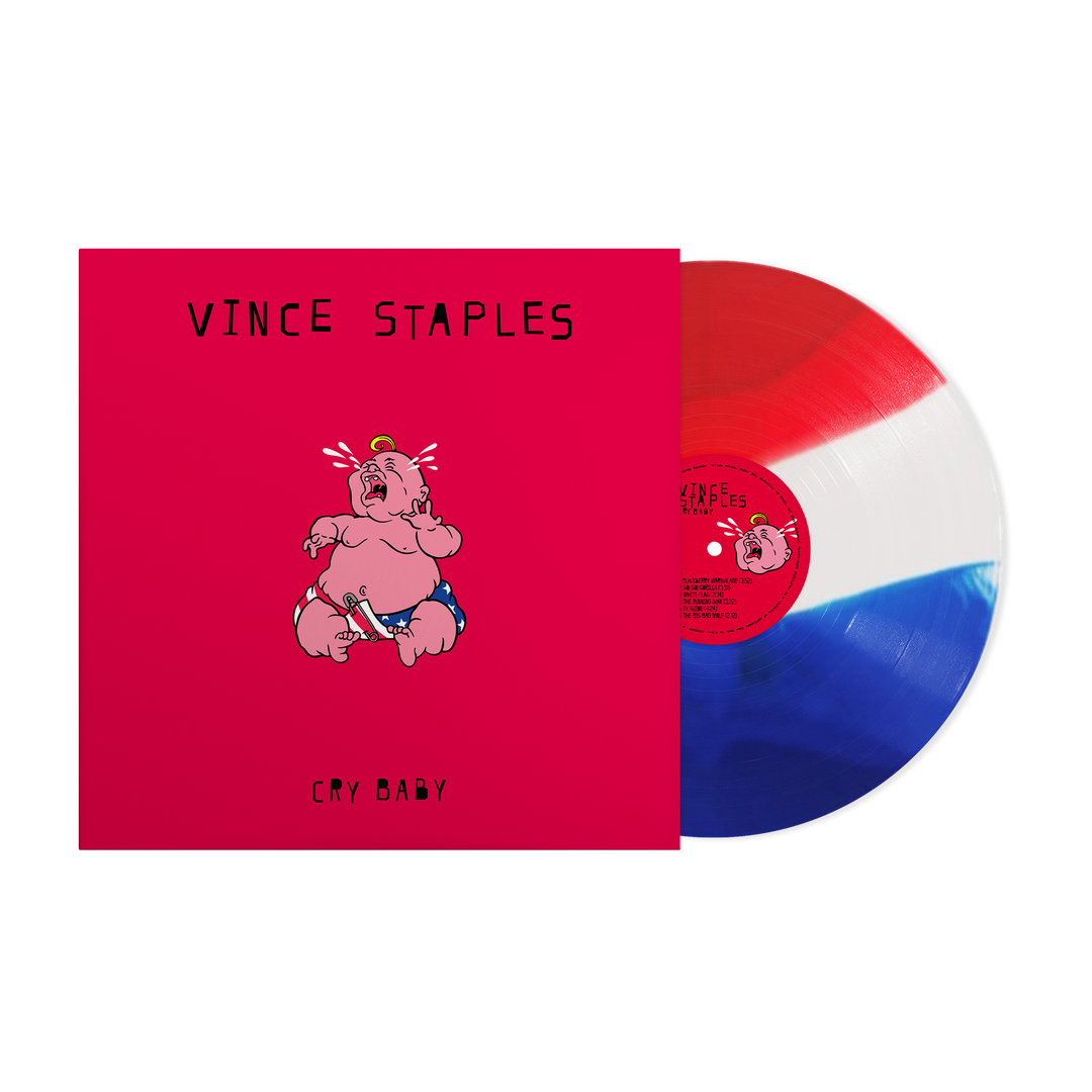 Vince Staples - AUTOGRAPHED - Cry Baby Red T-Shirt and "Tri-Colored" LP Bundle